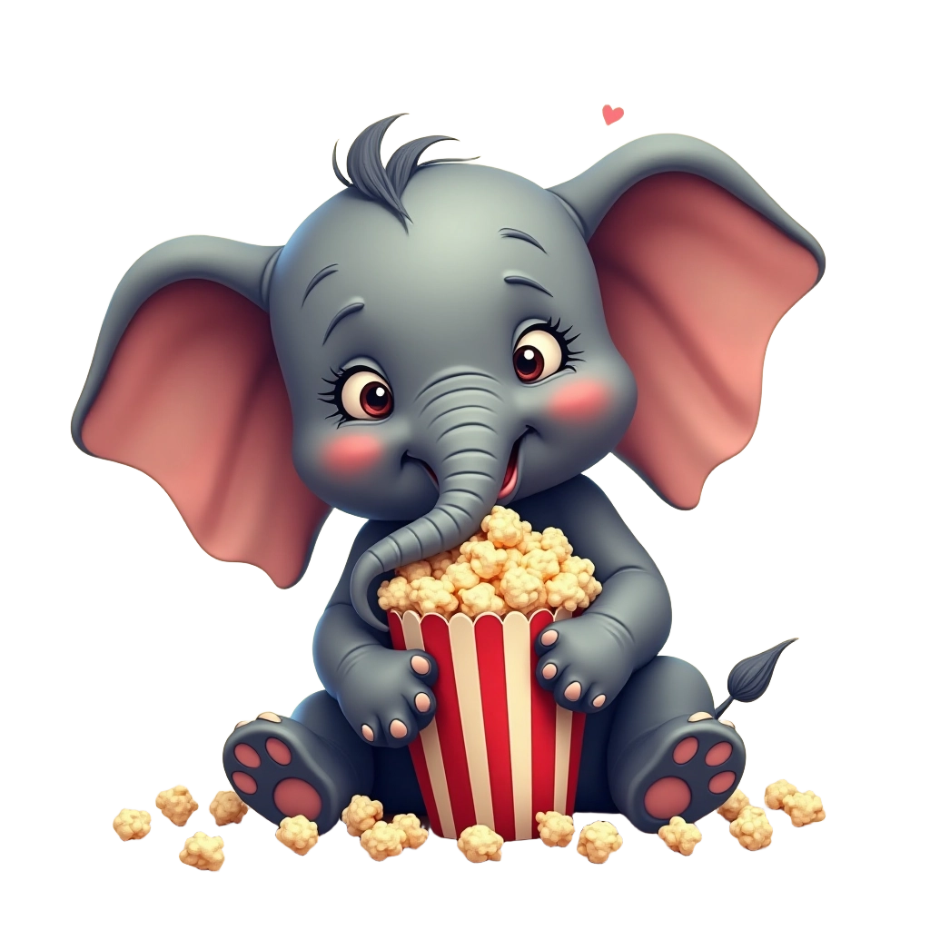 Cute Elephant with Popcorn